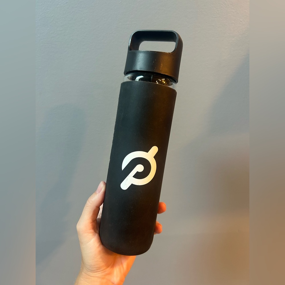 Peloton glass water bottle